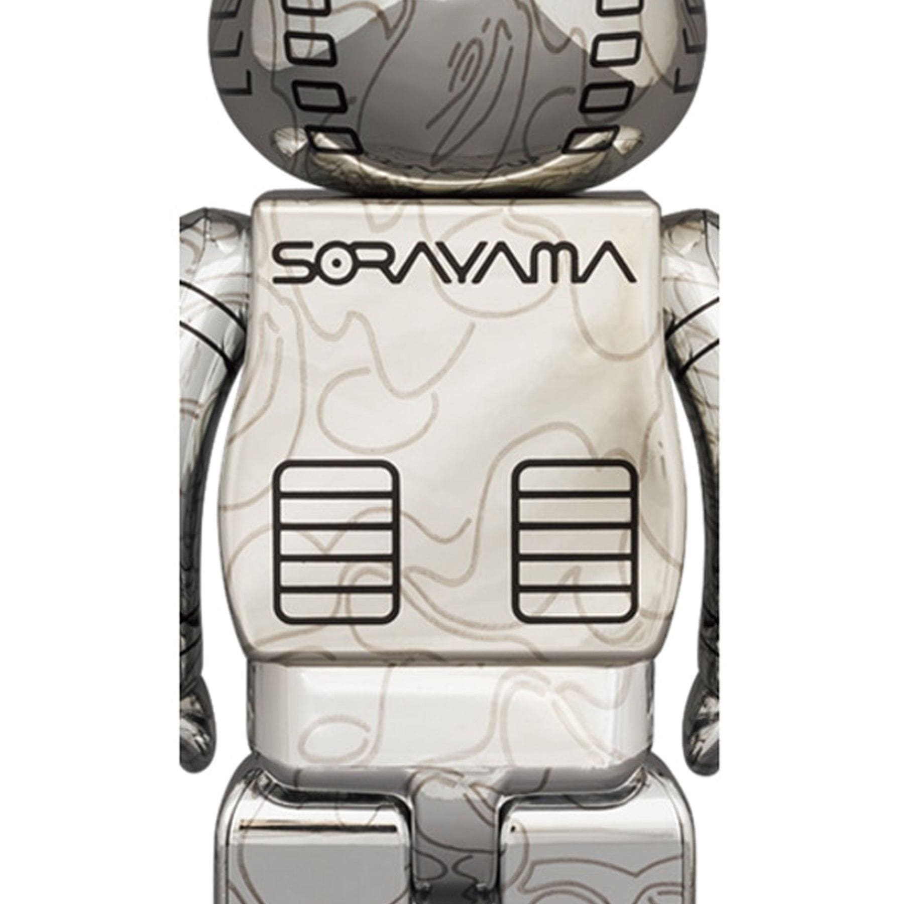 Bearbrick x BAPE x Hajime Sorayama Camo Shark 100% & 400% Set 'Silver' — Back View