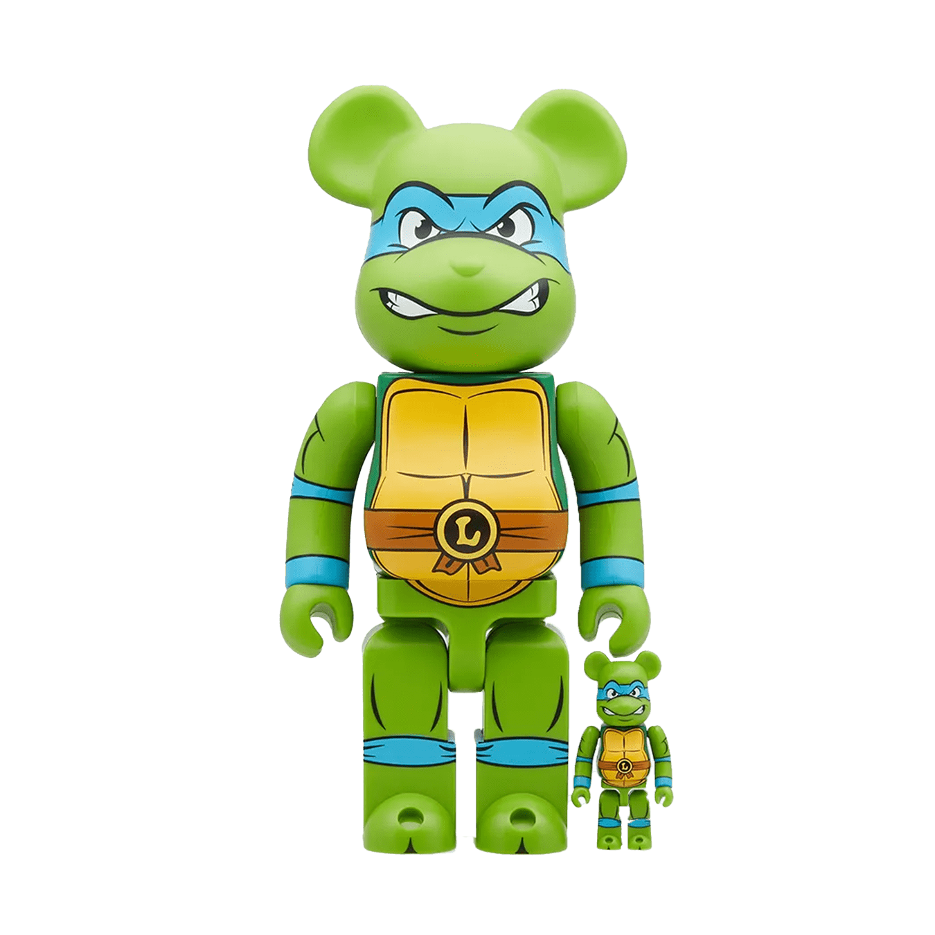 Bearbrick Medicom TMNT Leonardo 100% & 400% Set 'Green' — Front View