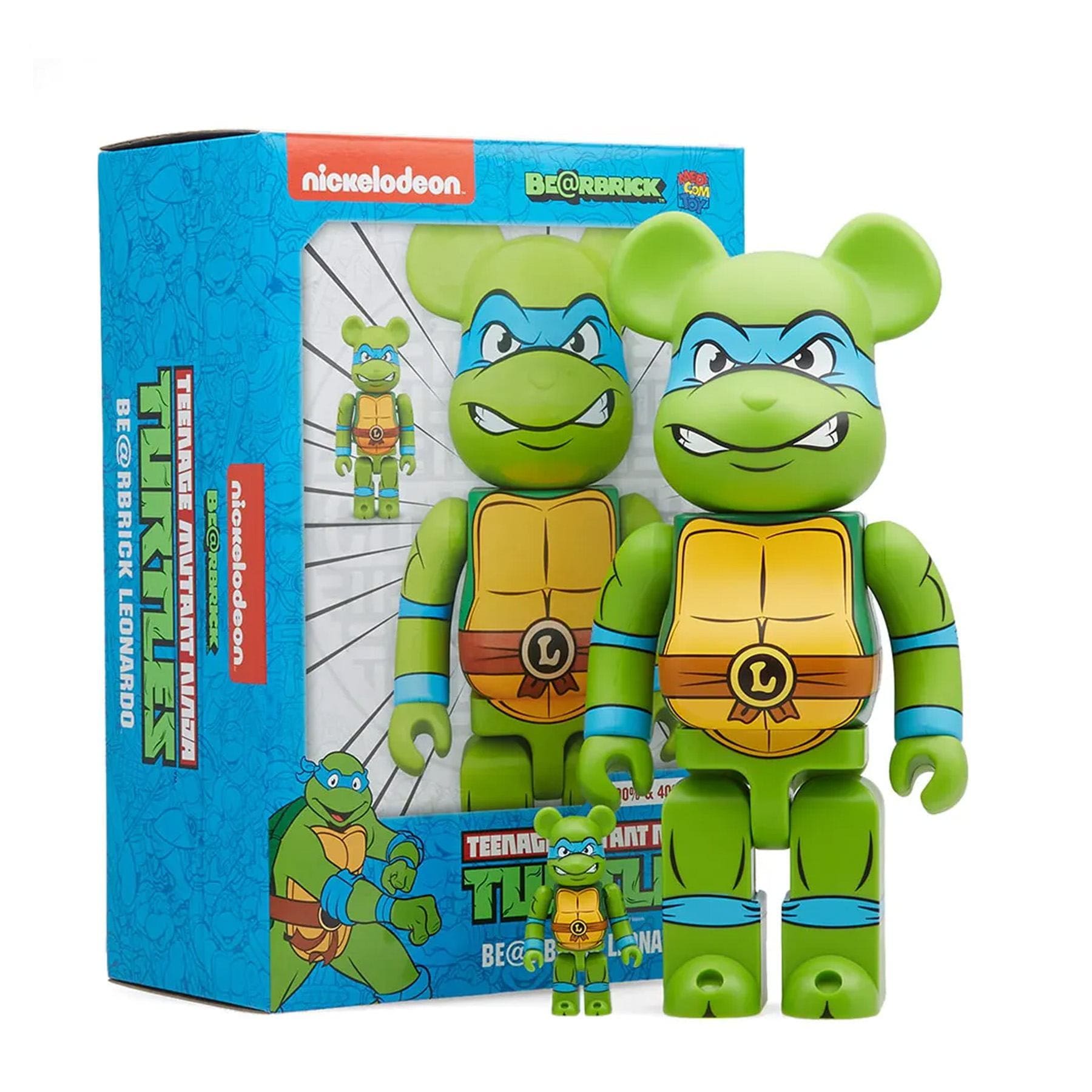 Bearbrick Medicom TMNT Leonardo 100% & 400% Set 'Green' — Back View