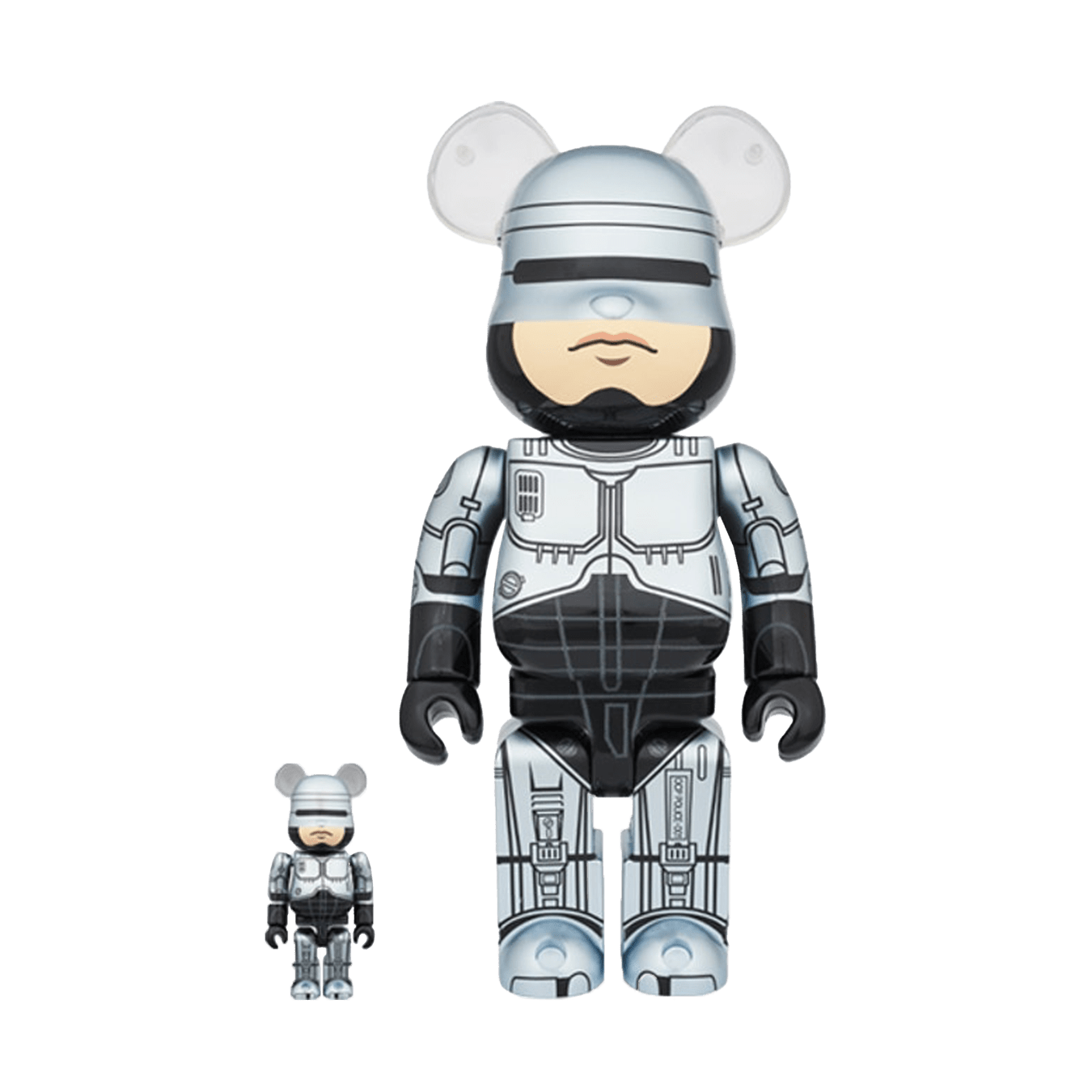 Bearbrick Robocop 100% & 400% Set 'Silver' — Front View