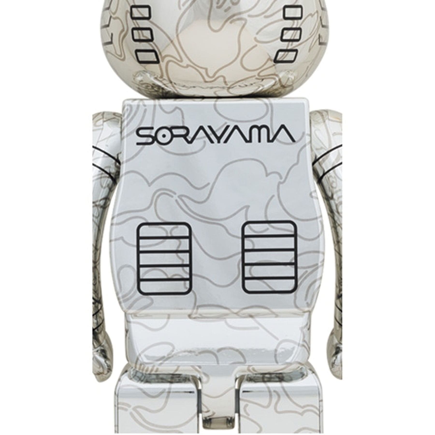 Bearbrick x BAPE x Hajime Sorayama Camo Shark 1000% 'Silver' — Side View