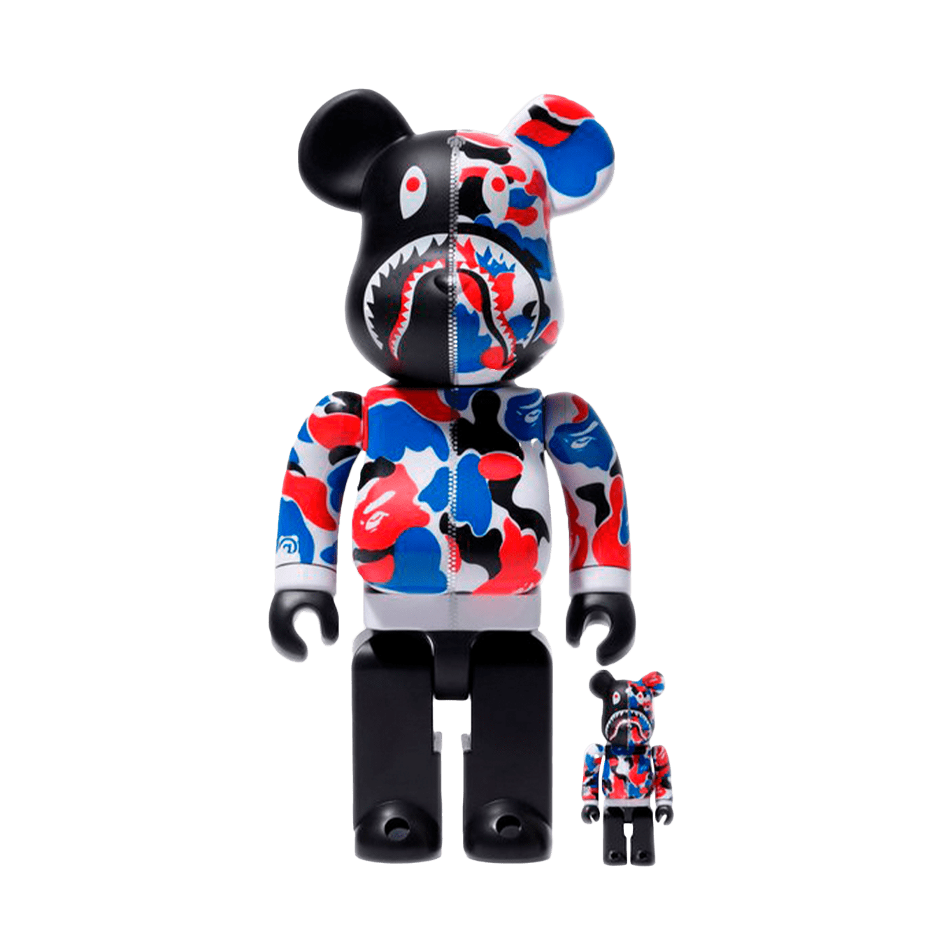 Bearbrick x Bape Shark London Store 100% & 400% Set — Front View