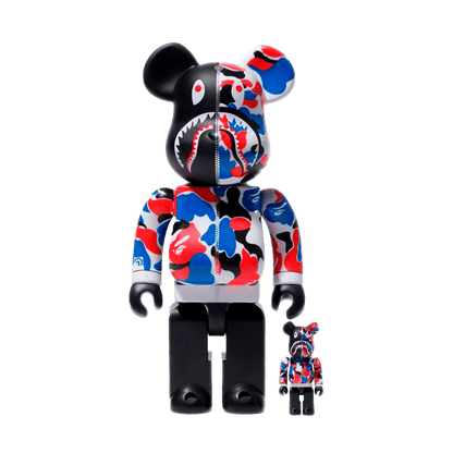 Bearbrick x Bape Shark London Store 100% & 400% Set — Front View
