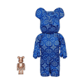 Bearbrick x Clot x Nike 100% & 400% Set 'Royale University Blue Silk' — Front View