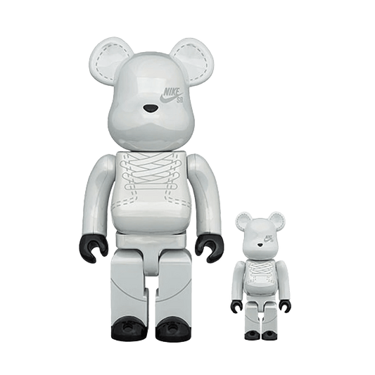 Bearbrick x Nike SB 2020 100% & 400% Set 'White' — Front View