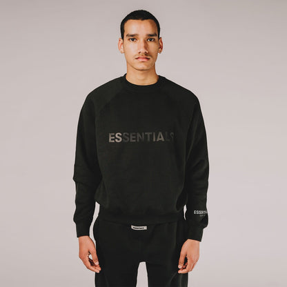 FEAR OF GOD ESSENTIALS 3D Silicon Applique Crewneck Dark Slate/Stretch Limo/Black — XXS — Detail View