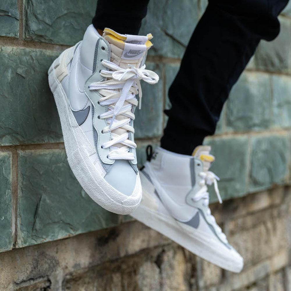 Sacai x Nike Blazer Mid 'White Grey' — UK 3 | EU 35.5 | US 3.5 — Lifestyle View