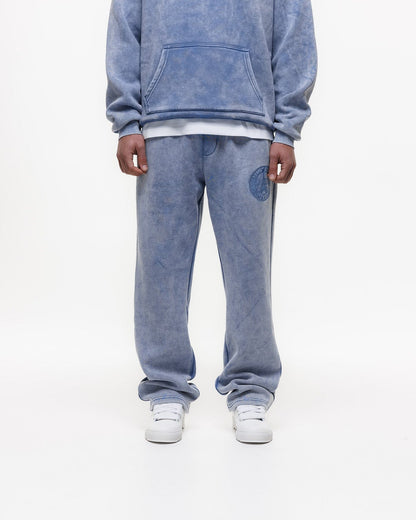 Magiri Embroidered Acid Wash Joggers 'Washed Blue' — Washed Blue — Size S — Top View