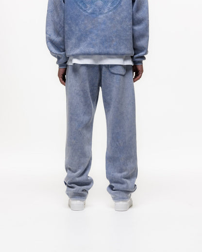 Magiri Embroidered Acid Wash Joggers 'Washed Blue' — Washed Blue — Size S — Detail View