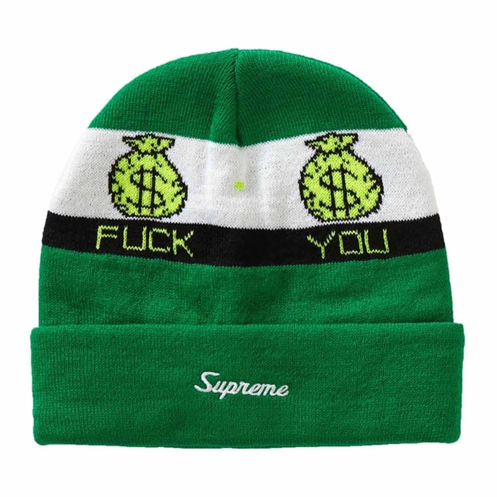 Supreme Pay Me Beanie Green — Front View