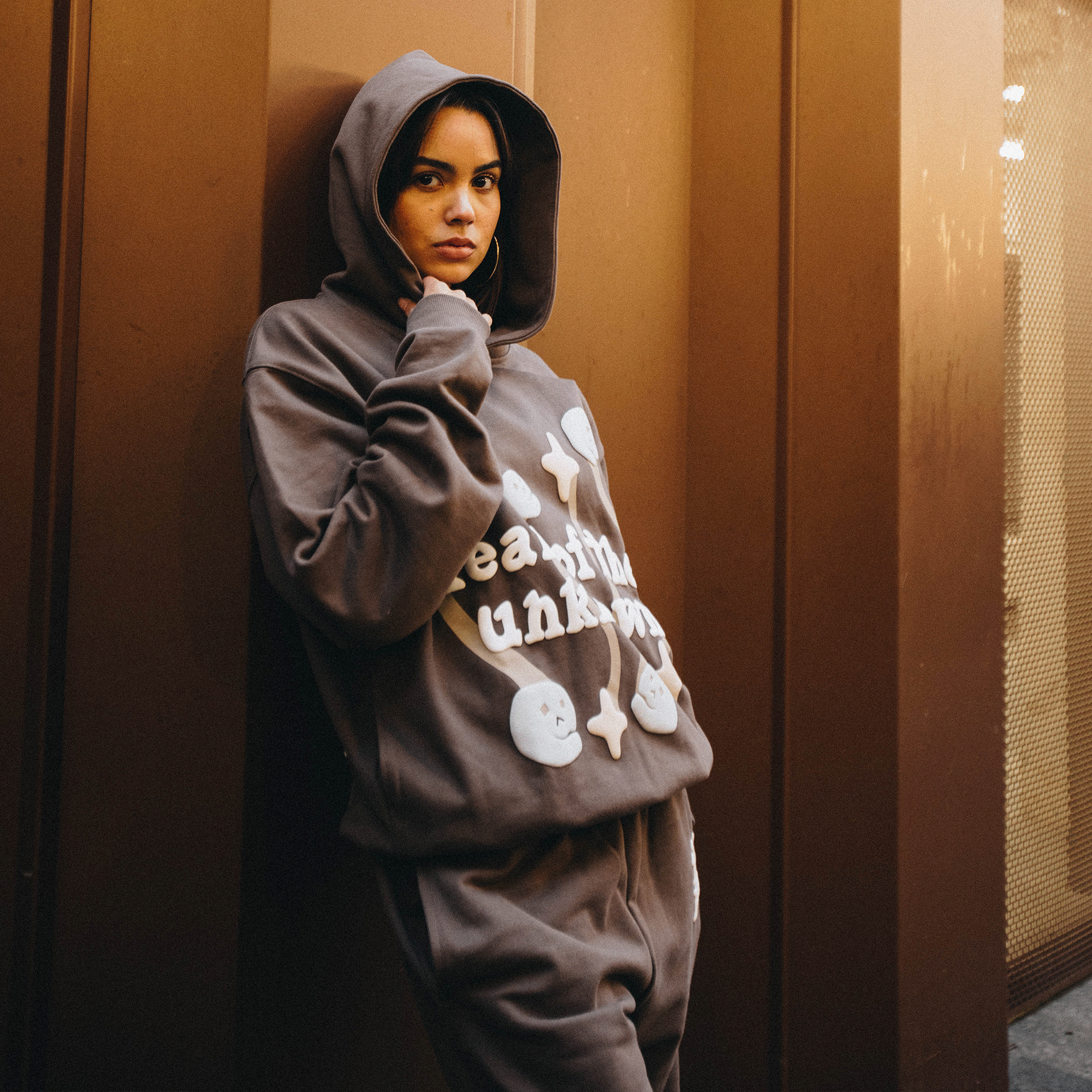 Broken Planet Hoodie x KG 'Granite Brown' — XXS — Top View