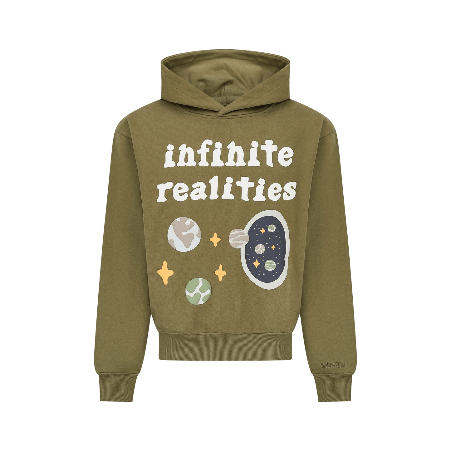 Broken Planet Hoodie x KG 'Olive Green' — XXS — Front View