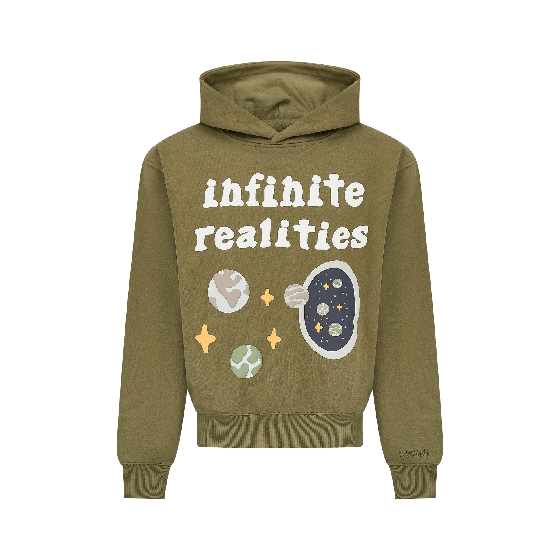 Broken Planet Hoodie x KG 'Olive Green' — XXS — Front View