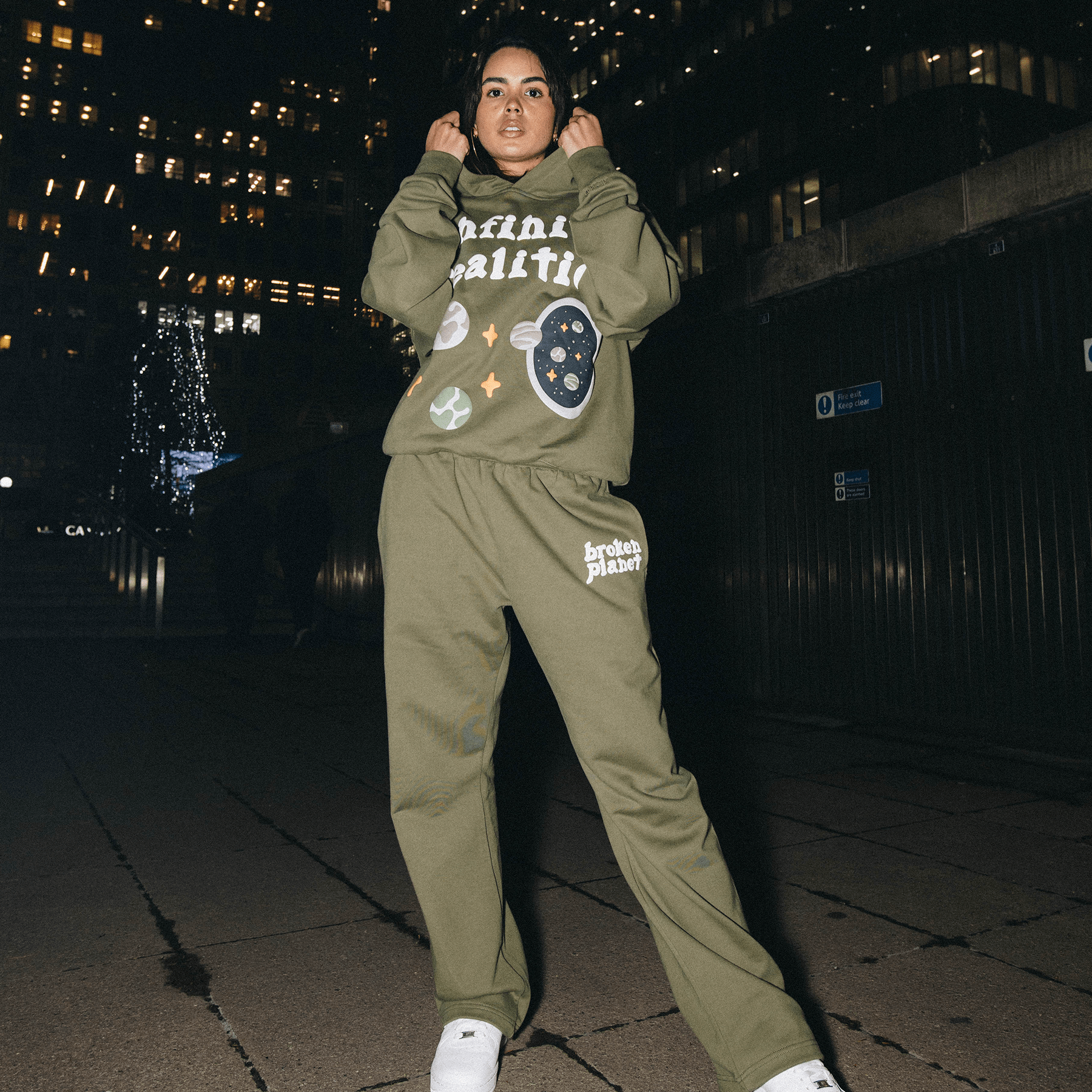 Broken Planet x KG Sweat Pants 'Olive Green' — XXS — Top View