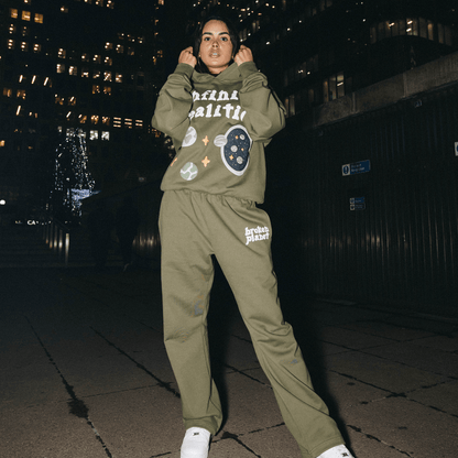 Broken Planet x KG Sweat Pants 'Olive Green' — XXS — Top View
