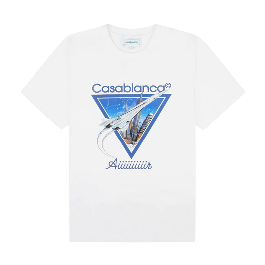 Casablanca 'Aiiiiiir' Printed White T Shirt — XXS — Front View
