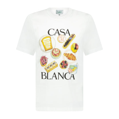 Casablanca In Flight Pastries Printed T-Shirt White — S — Front View