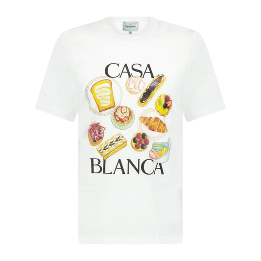 Casablanca In Flight Pastries Printed T-Shirt White — S — Front View
