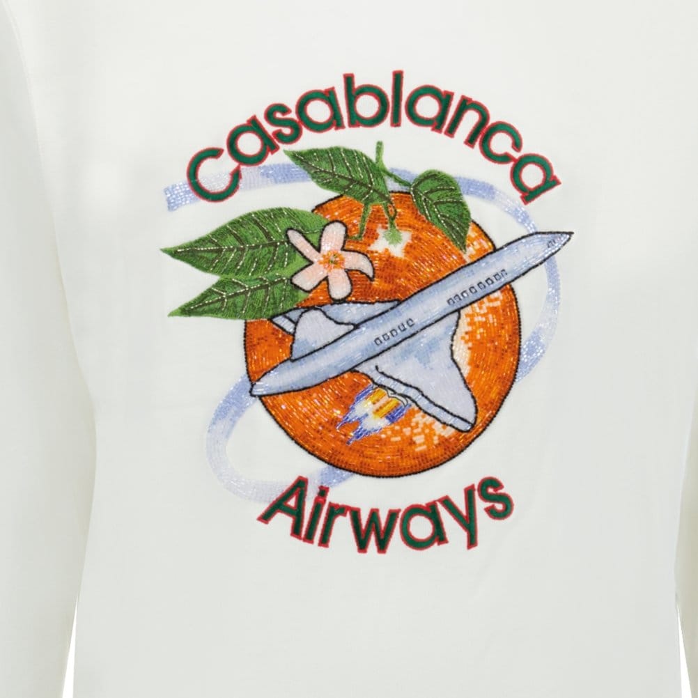 Casablanca Orbite Autour De L'Orange Beaded Sweatshirt White — S — Side View