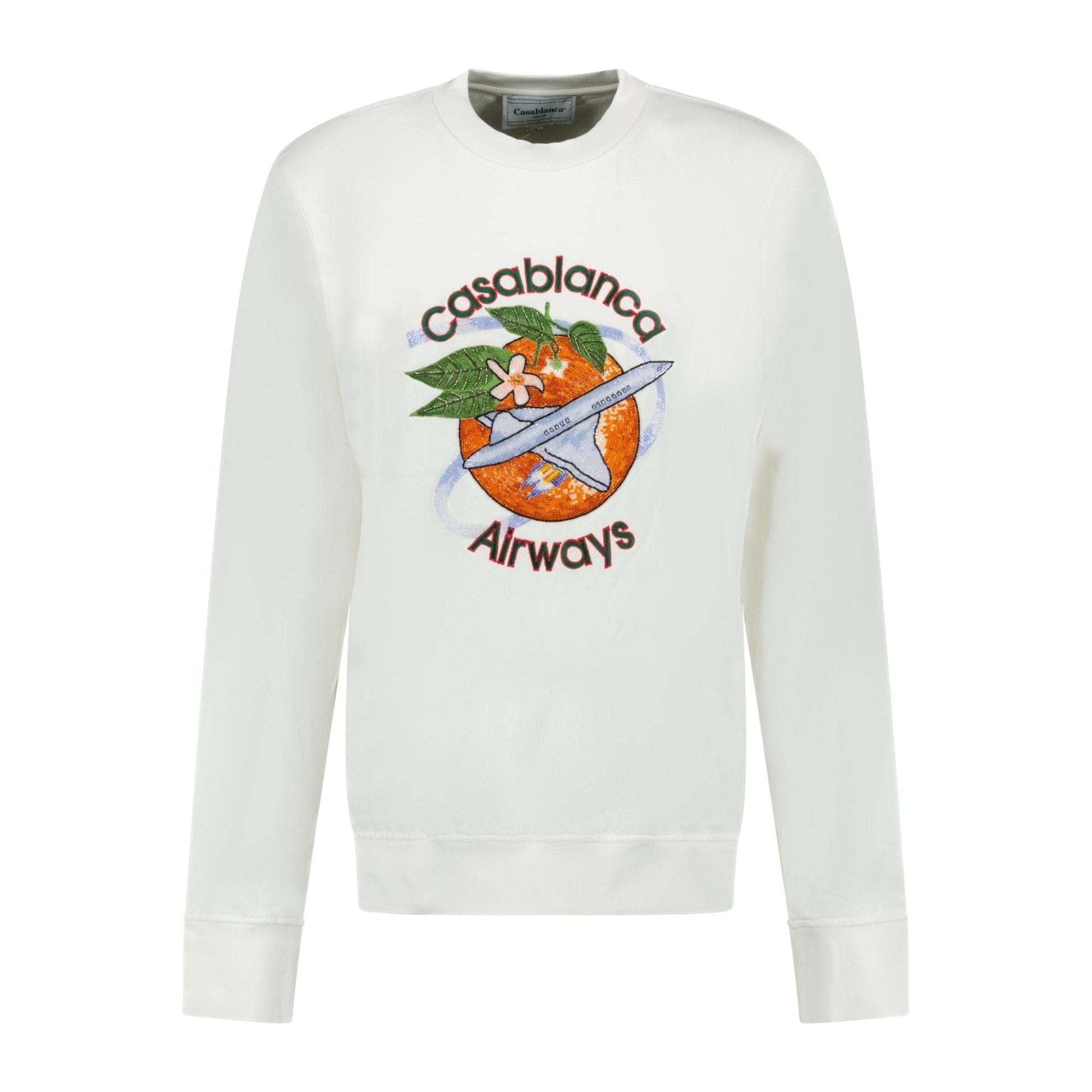 Casablanca Orbite Autour De L'Orange Beaded Sweatshirt White — S — Front View