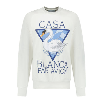 Casablanca Par Avion Screen Printed Sweatshirt White — S — Front View