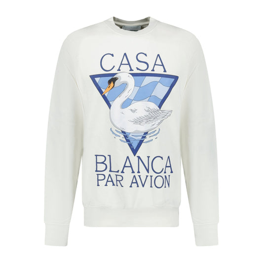 Casablanca Par Avion Screen Printed Sweatshirt White — S — Front View