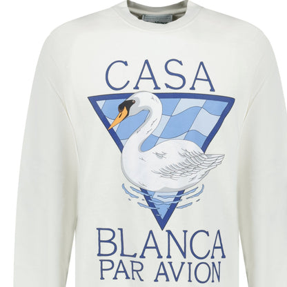 Casablanca Par Avion Screen Printed Sweatshirt White — S — Side View