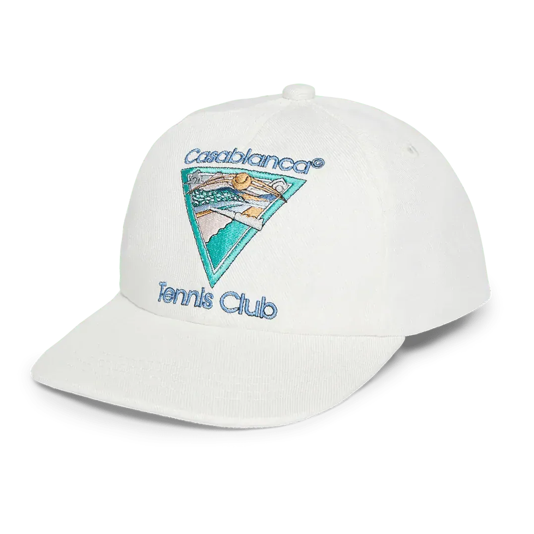 Casablanca ‘Tennis Club Icon’ Baseball Cap in Off White — Front View