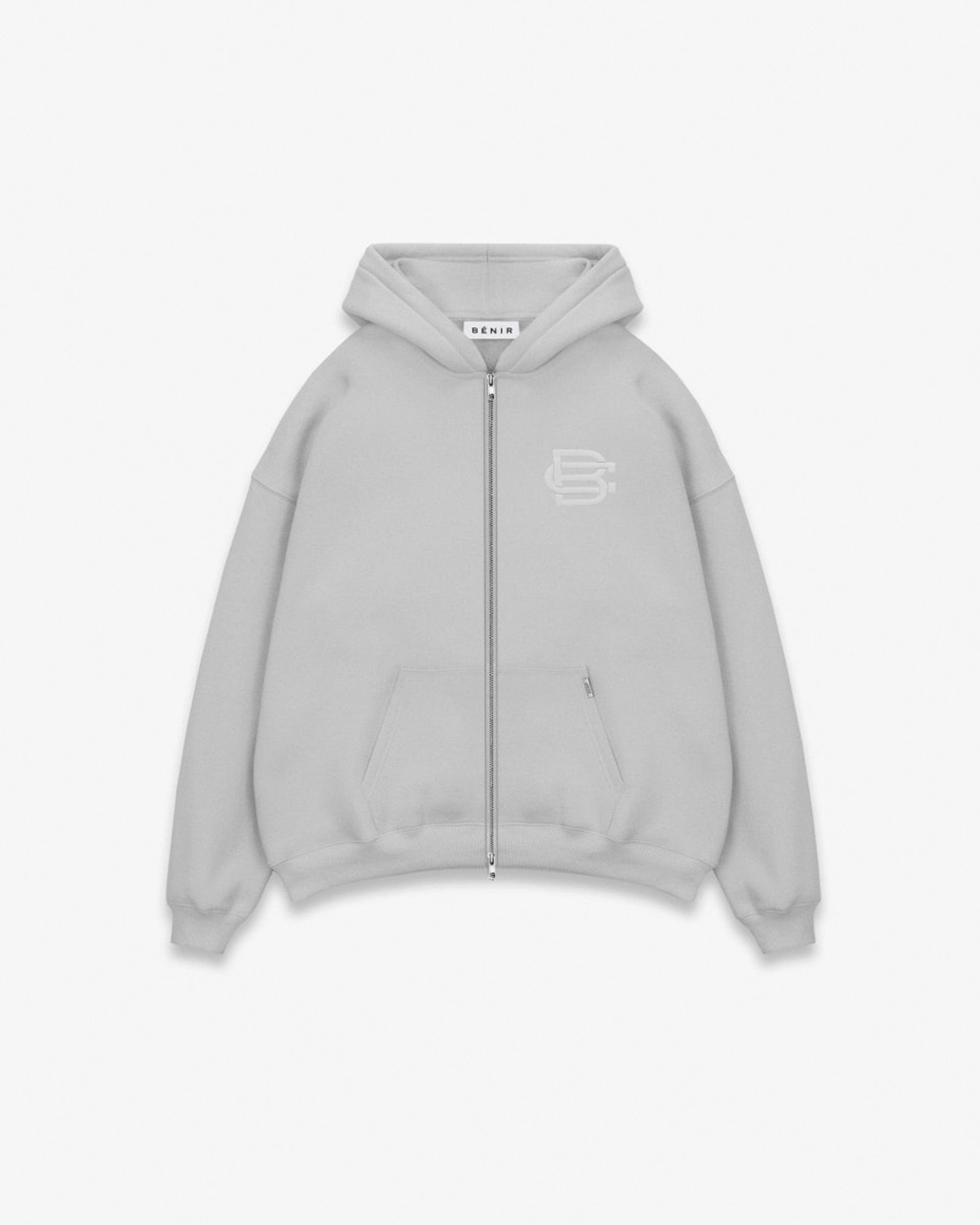 Bénir Club Match Day Zip Hoodie - Flat Grey — XS — Front View