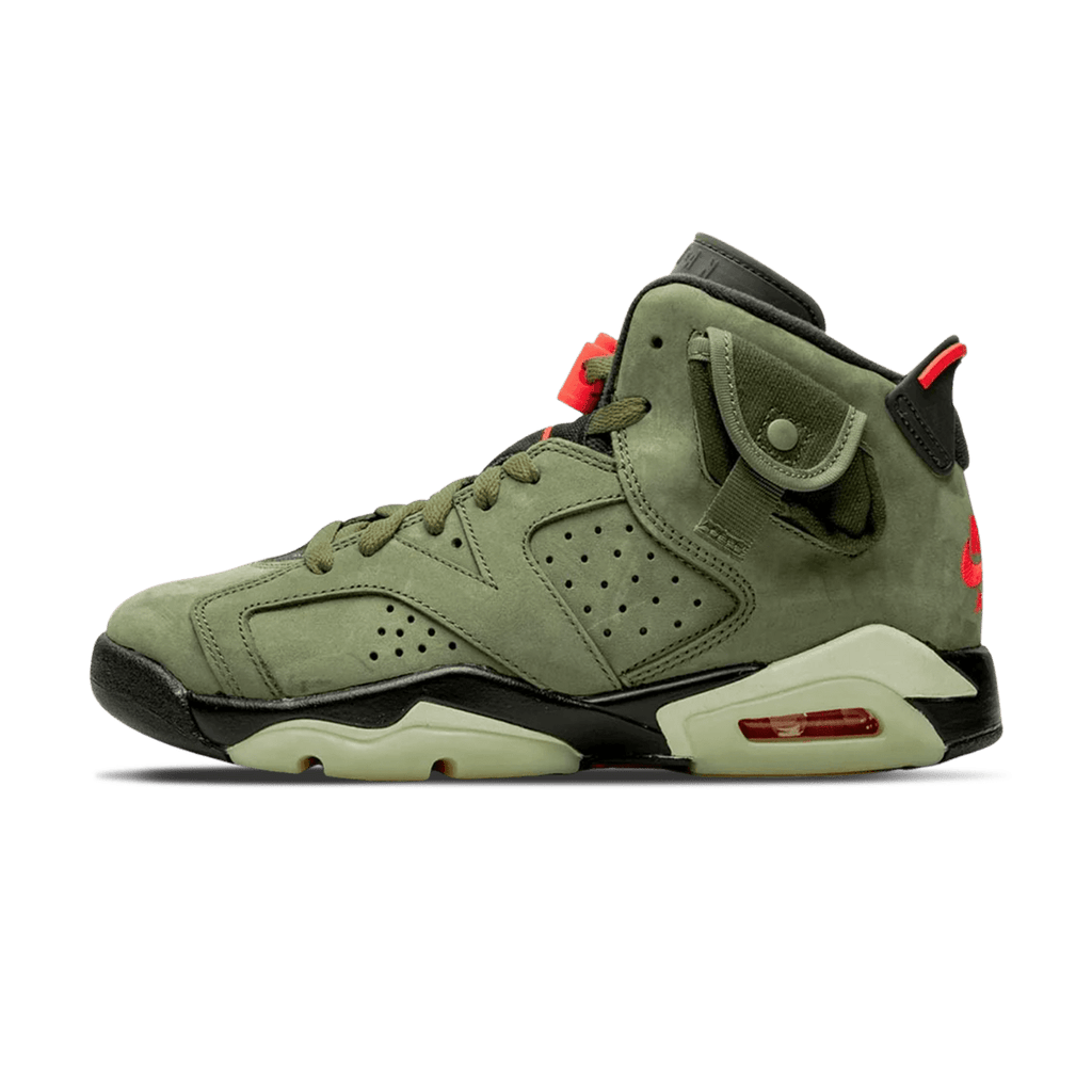 Travis Scott x Air Jordan 6 Retro GS 'Olive' — 2 UK | 34 EU — Front View