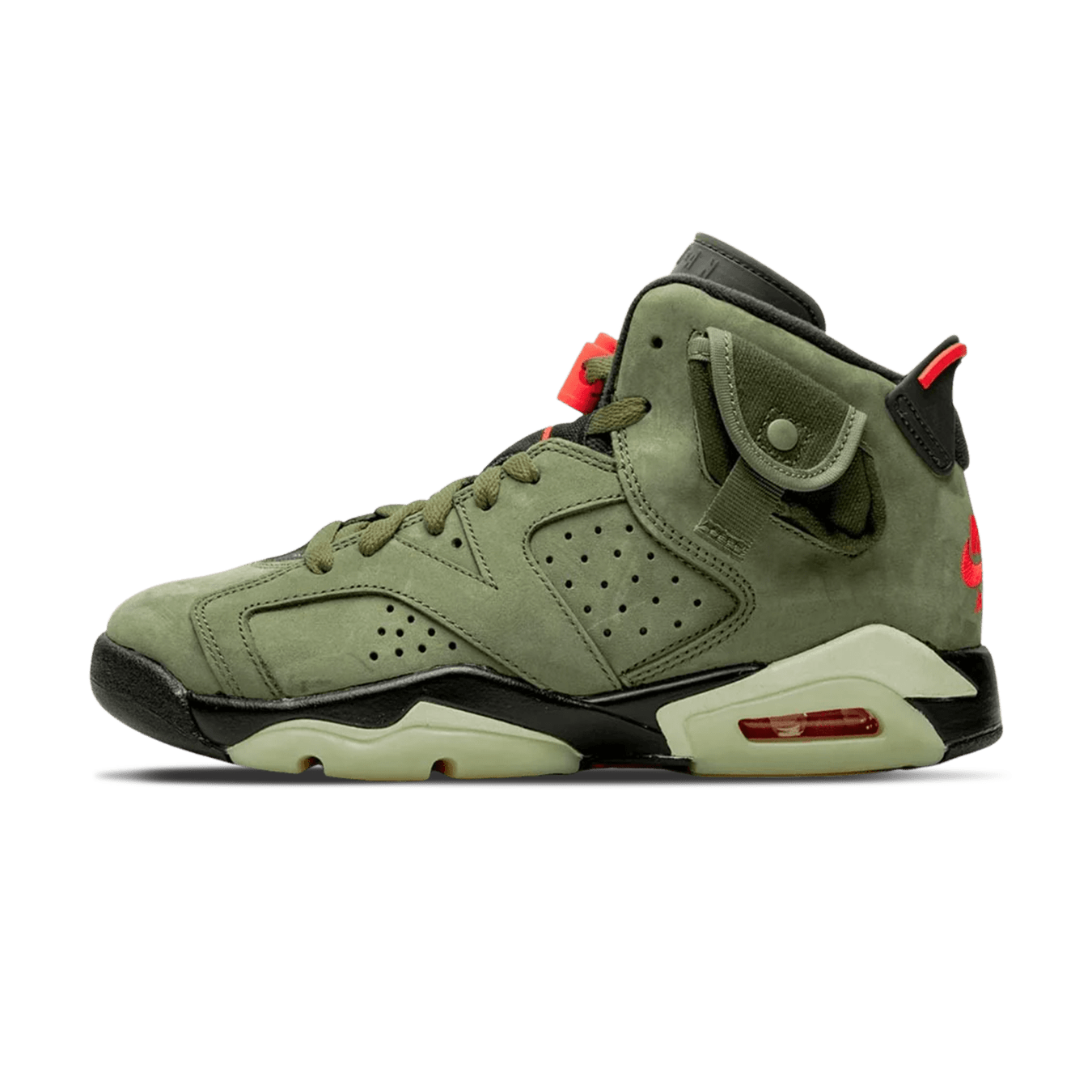 Travis Scott x Air Jordan 6 Retro GS 'Olive' — 2 UK | 34 EU — Front View