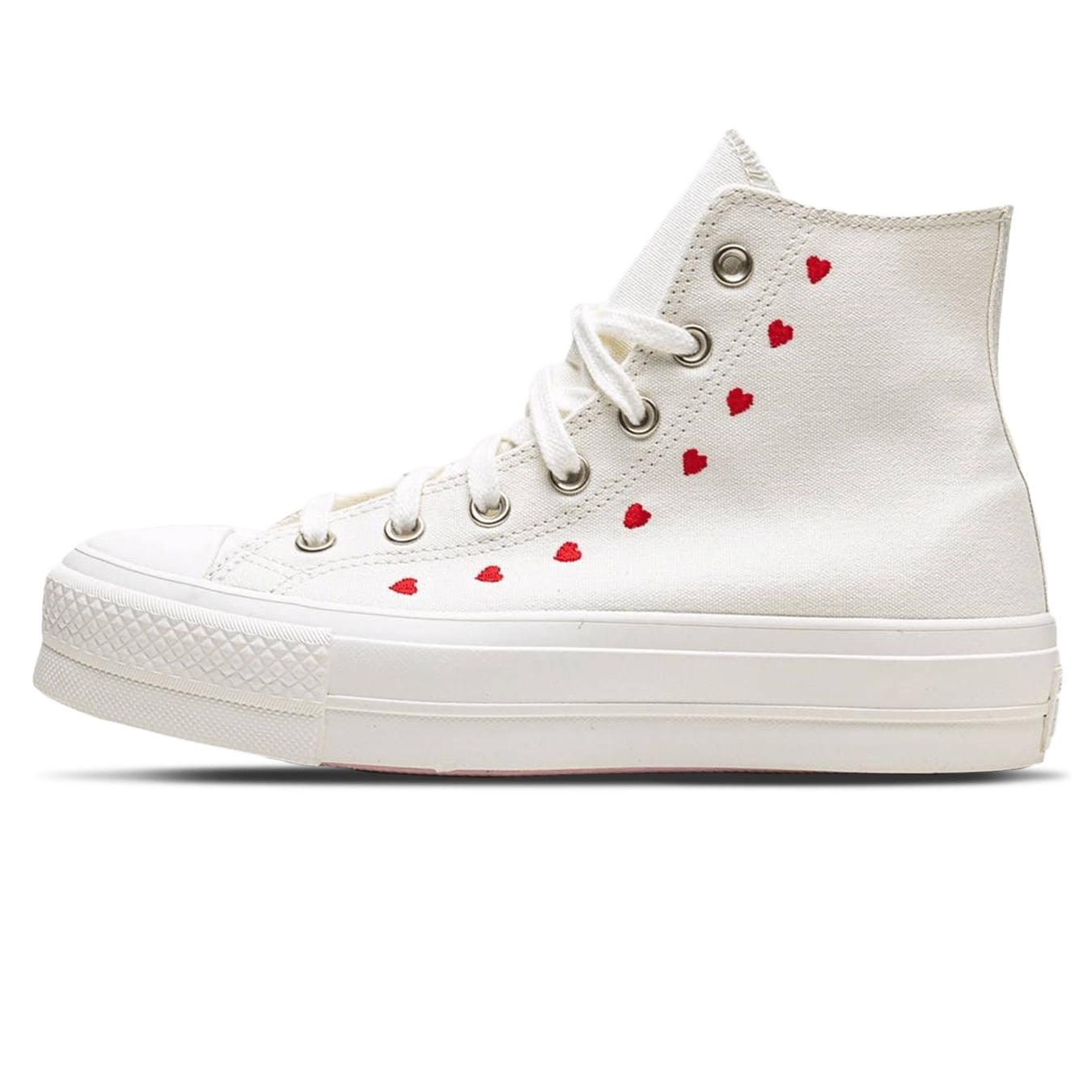 Converse Chuck Taylor All Star Lift Platform High Wmns 'Embroidered Hearts - White' — UK 3 | EU 35 | US 3 — Front View
