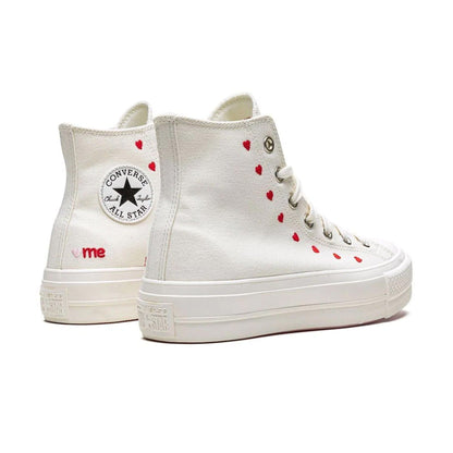 Converse Chuck Taylor All Star Lift Platform High Wmns 'Embroidered Hearts - White' — UK 3 | EU 35 | US 3 — Back View