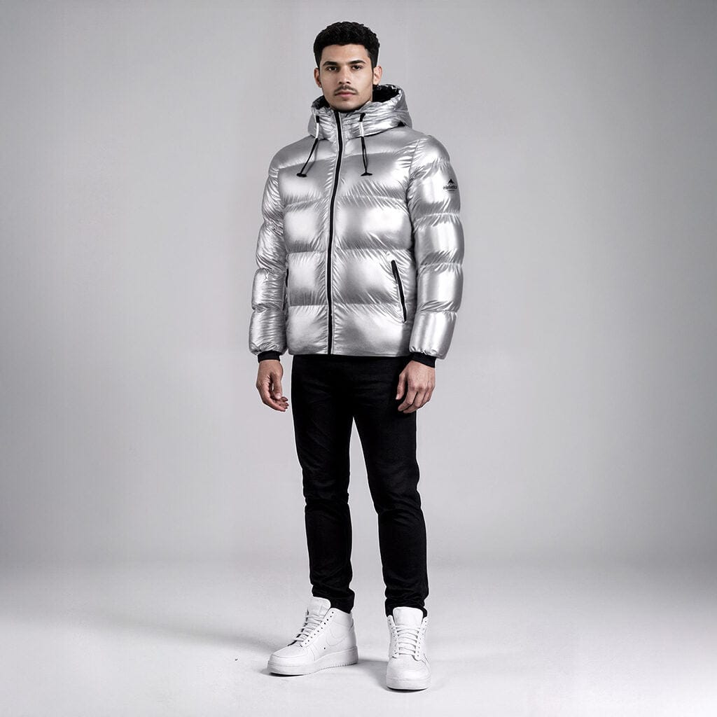 Helvetica Mountain Pioneers Cosmos Hooded Down Jacket - Silver — S — Size Silver — Alternate View 8