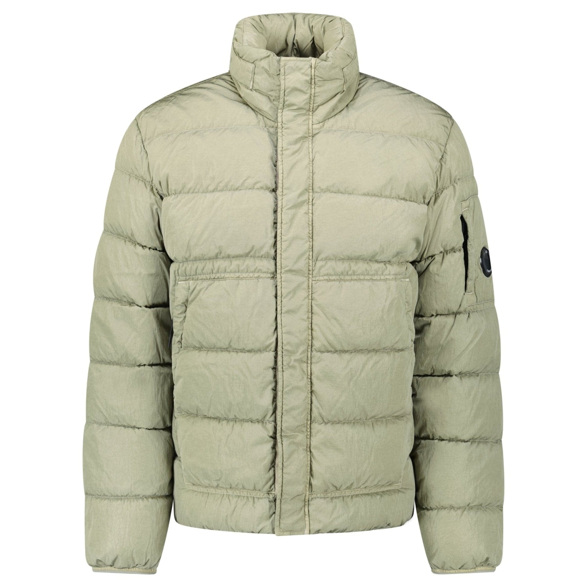 CP Company Chrome-R Down Jacket in Gunmetal Grey — XS — Front View