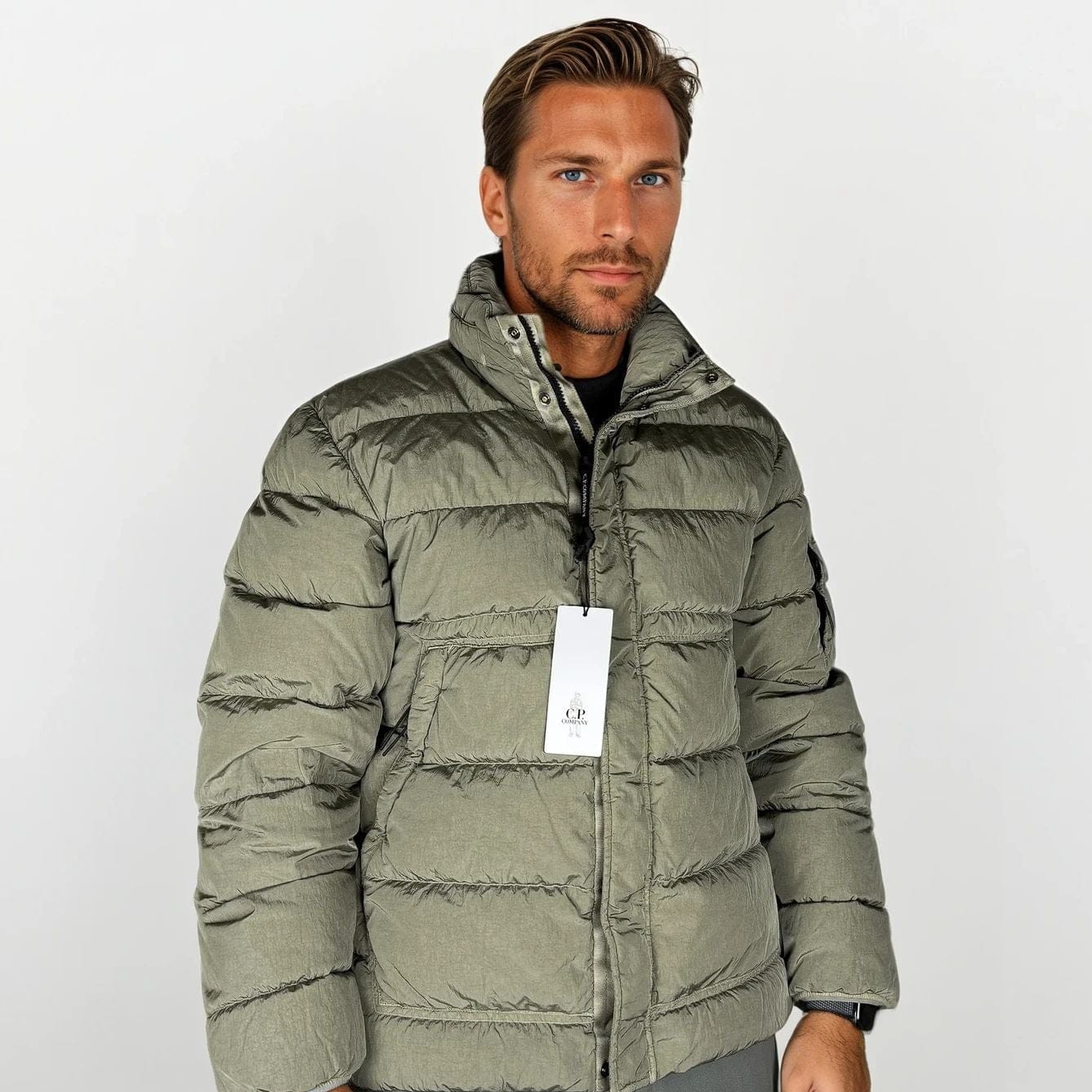 CP Company Chrome-R Down Jacket in Gunmetal Grey — XS — Alternate View 7