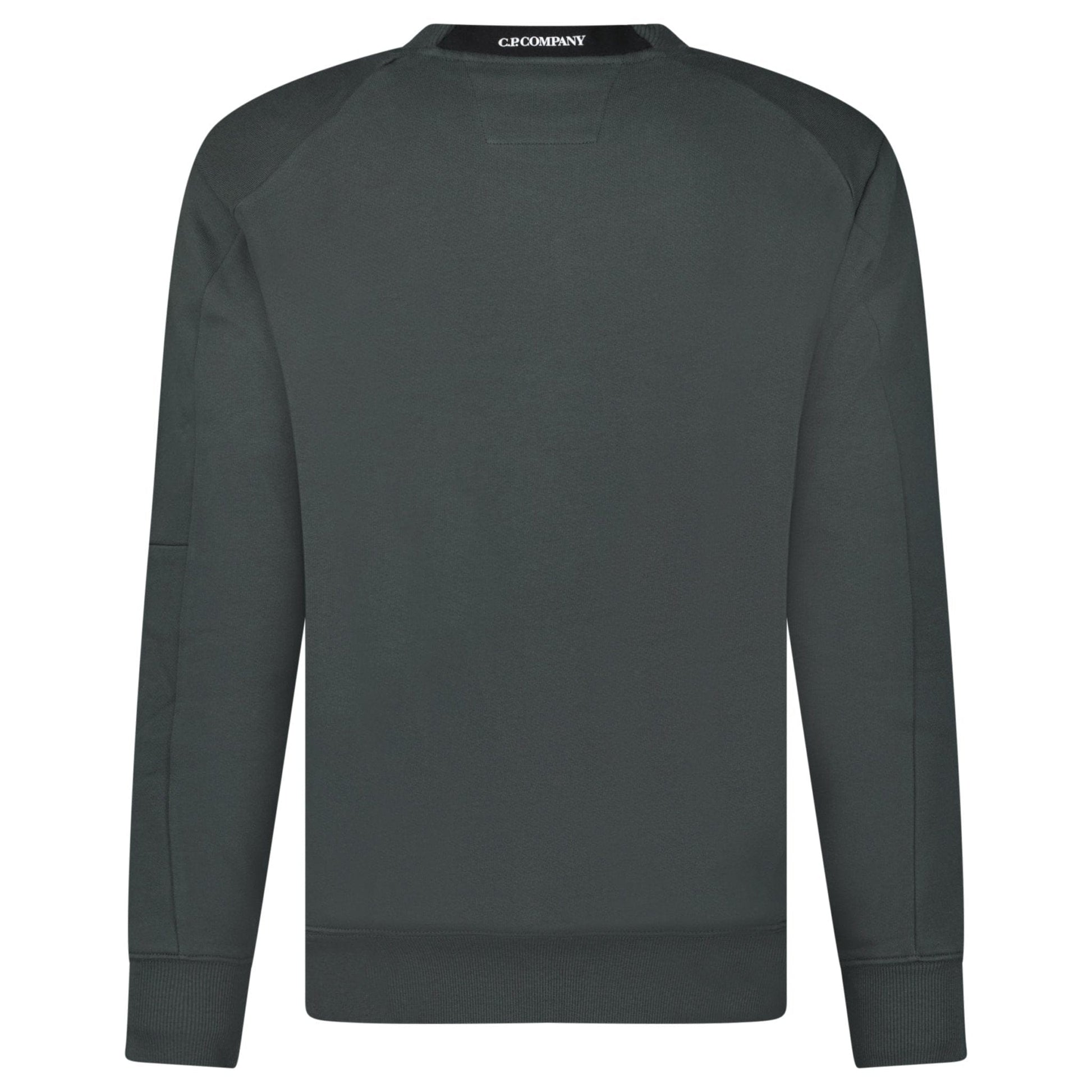 CP Company Diagonal Raised Fleece Crewneck Lens Sweatshirt Dark Shadow Grey — S — Back View