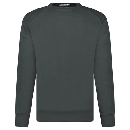 CP Company Diagonal Raised Fleece Crewneck Lens Sweatshirt Dark Shadow Grey — S — Back View