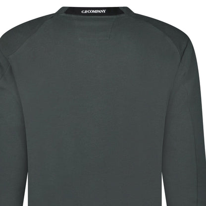 CP Company Diagonal Raised Fleece Crewneck Lens Sweatshirt Dark Shadow Grey — S — Detail View
