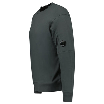 CP Company Diagonal Raised Fleece Crewneck Lens Sweatshirt Dark Shadow Grey — S — Side View