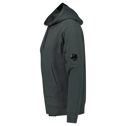 CP Company Lens Diagonal Raised Hooded Fleece Dark Shadow Grey — S — Side View