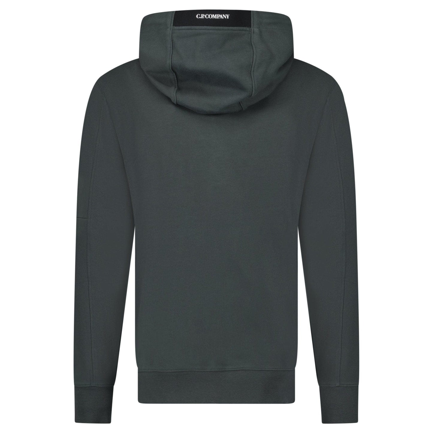 CP Company Lens Diagonal Raised Hooded Fleece Dark Shadow Grey — S — Back View