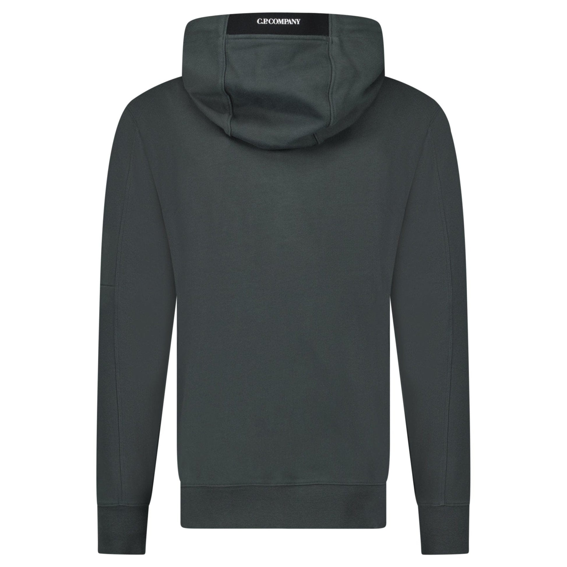 CP Company Lens Diagonal Raised Hooded Fleece Dark Shadow Grey — S — Back View
