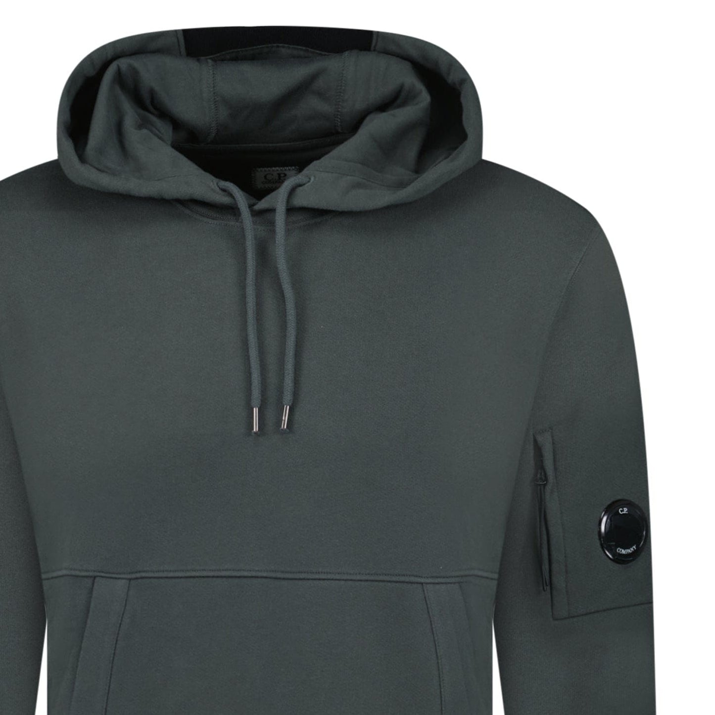 CP Company Lens Diagonal Raised Hooded Fleece Dark Shadow Grey — S — Top View