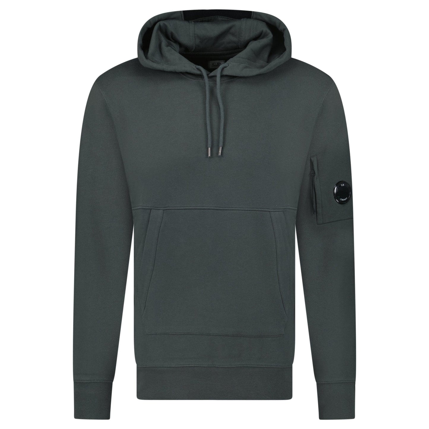CP Company Lens Diagonal Raised Hooded Fleece Dark Shadow Grey — S — Front View