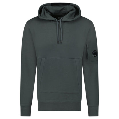 CP Company Lens Diagonal Raised Hooded Fleece Dark Shadow Grey — S — Front View