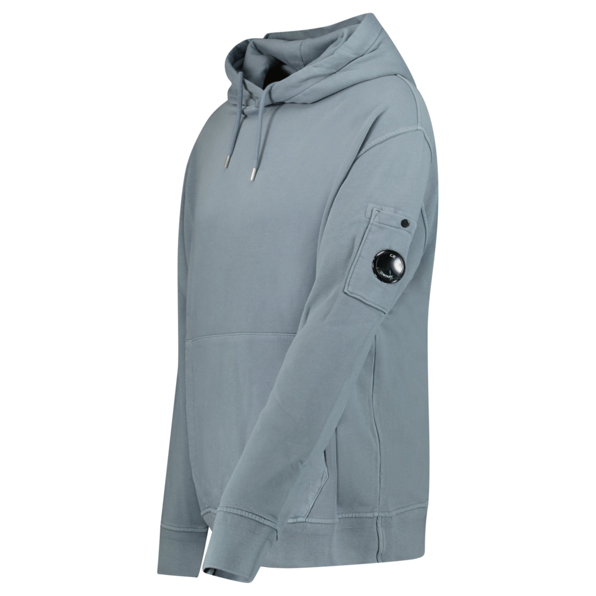 CP Company Lens Diagonal Raised Hooded Fleece Stormy Weather — S — Side View