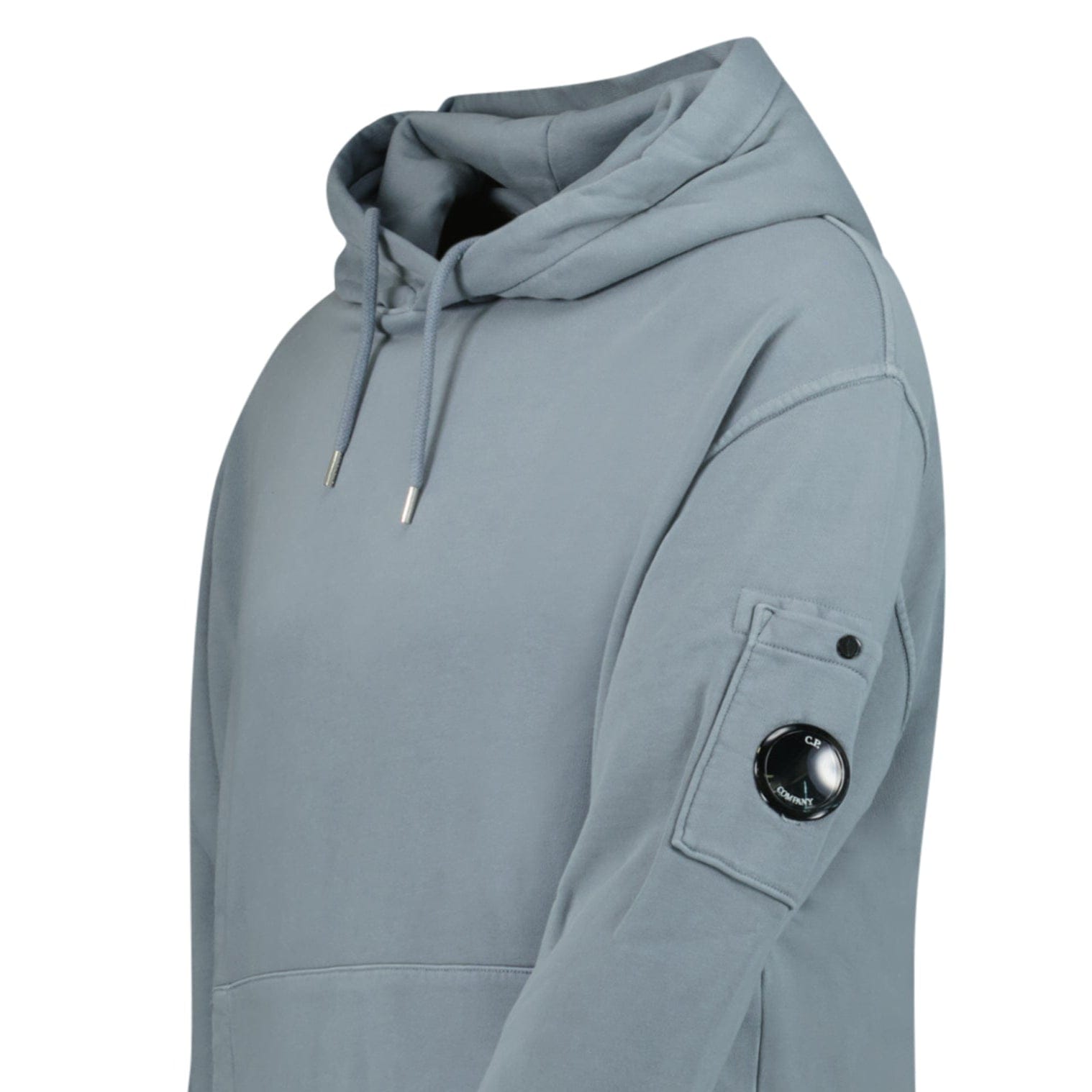 CP Company Lens Diagonal Raised Hooded Fleece Stormy Weather — S — Top View