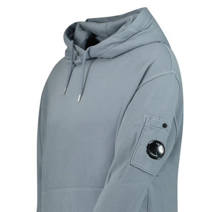 CP Company Lens Diagonal Raised Hooded Fleece Stormy Weather — S — Top View
