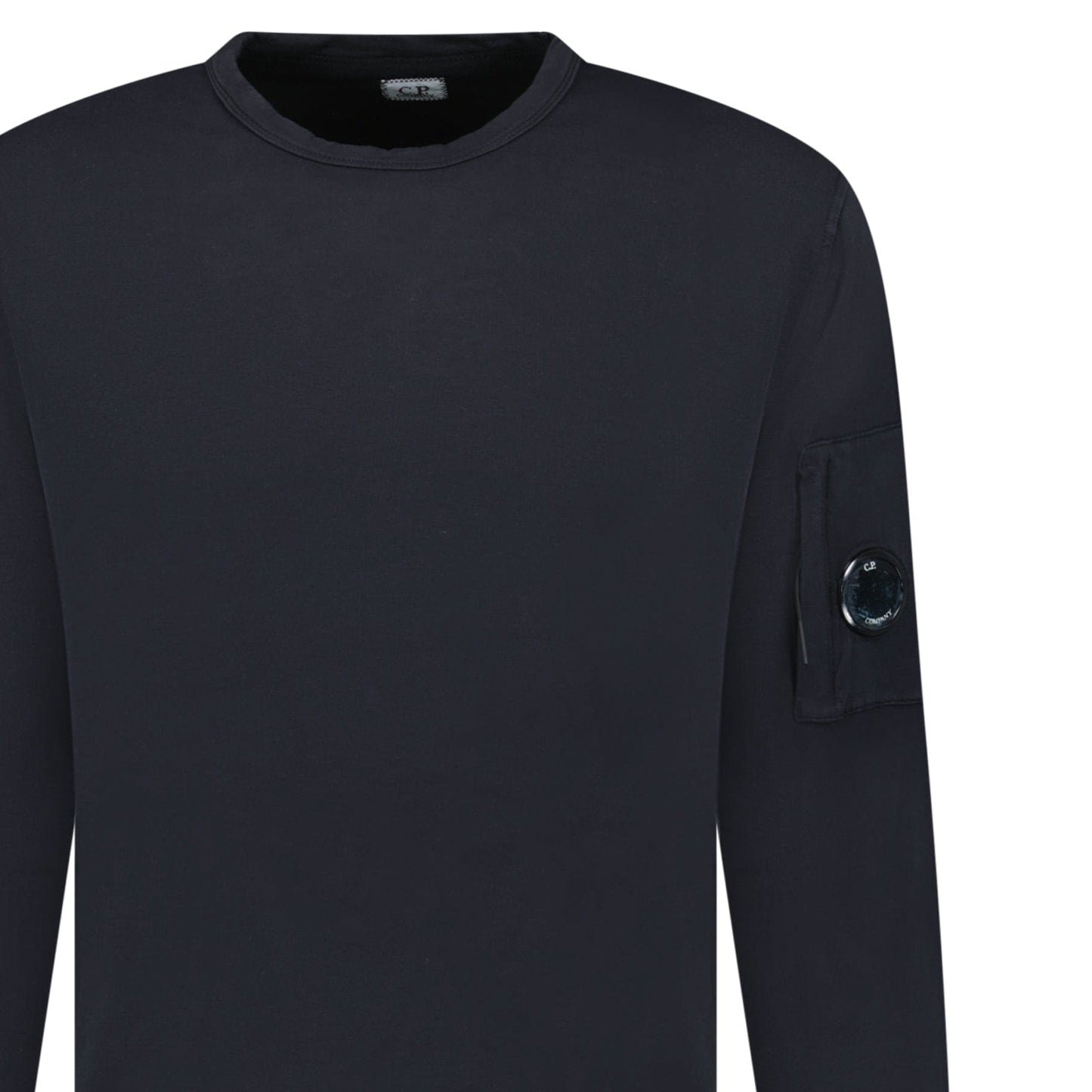 CP Company Lens Light Fleece Crewneck Sweatshirt Black — S — Back View